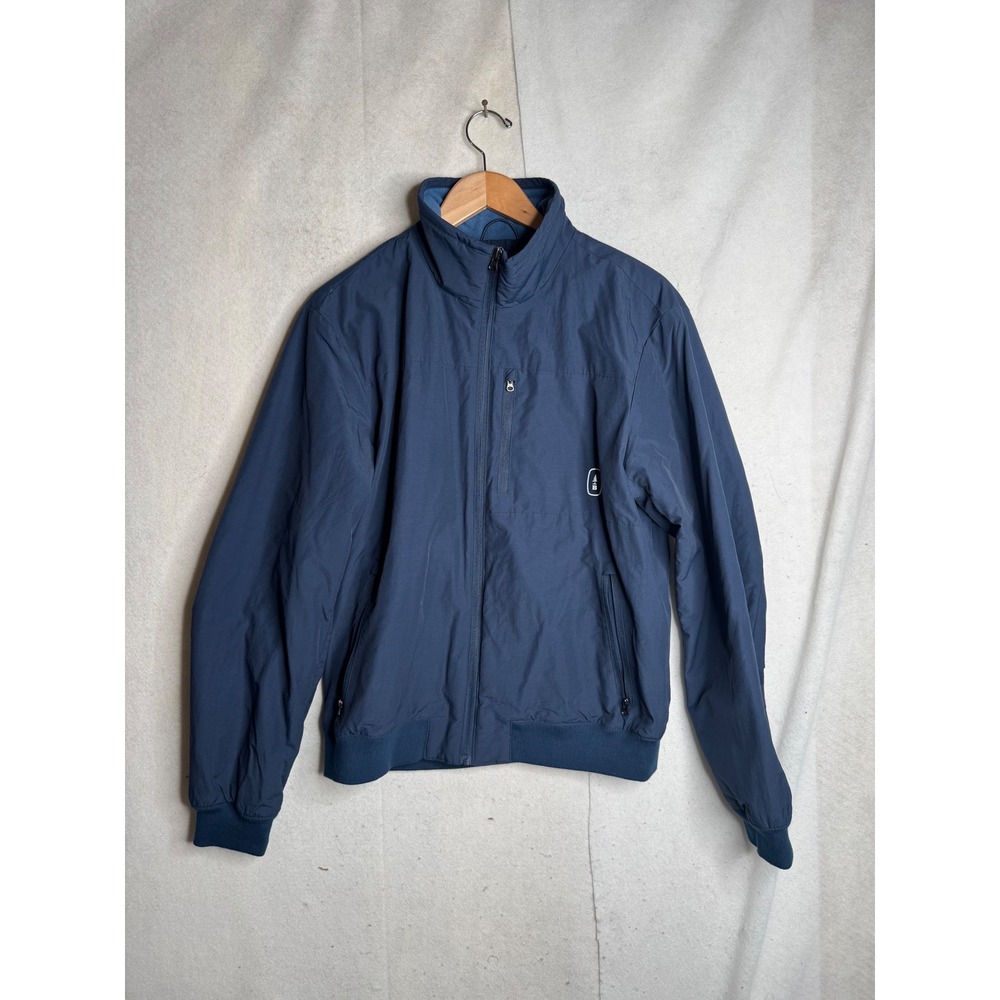 Bass Outdoor Mens‎ Medium Navy Blue Fleece Lined Full Zip Bomber Jacket 2776